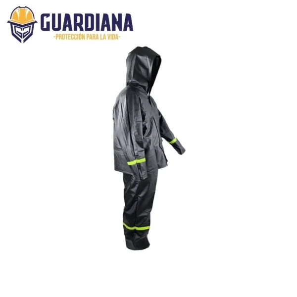 Traje Negro Para La Lluvia Con Cintas Reflectante